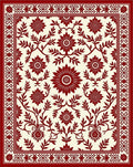Crimson Floral Vine Bordered Rug