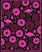Vibrant Pink Flamingo Floral Composition Rug