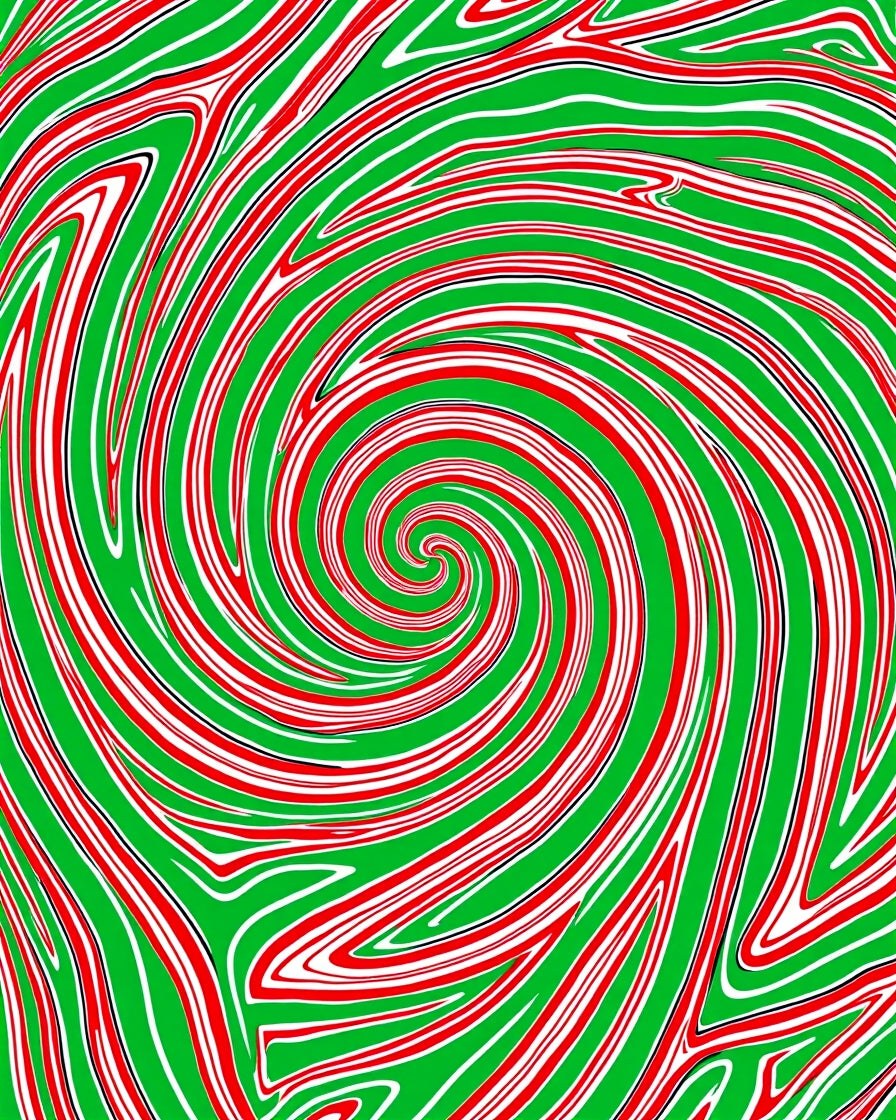 Vibrant Green Red Swirl Vortex Rug