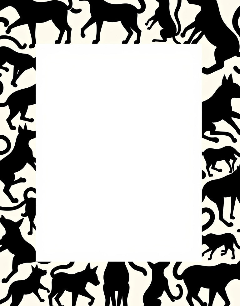 Black Dog Silhouettes on Cream Background Rug