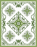 Green Floral Medallion Diamond Border Rug