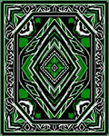 Dynamic Green and Black Geometric Diamond Rug