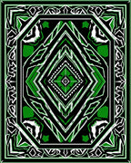 Dynamic Green and Black Geometric Diamond Rug