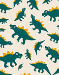 Teal Dinosaur Spiked Cream Background Rug