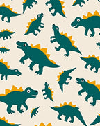 Teal Dinosaur Spiked Cream Background Rug