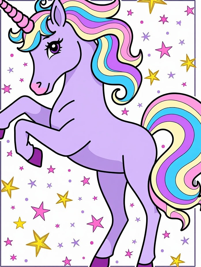 Whimsical Pastel Unicorn Stars Rug