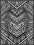 Bold Black and White Tribal Shield Rug