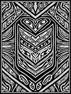 Bold Black and White Tribal Shield Rug