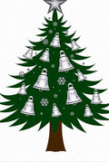 Festive Green Christmas Tree Bell Snowflakes Rug