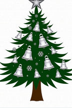 Festive Green Christmas Tree Bell Snowflakes Rug
