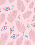 Pink Feather Eye Motif Rug
