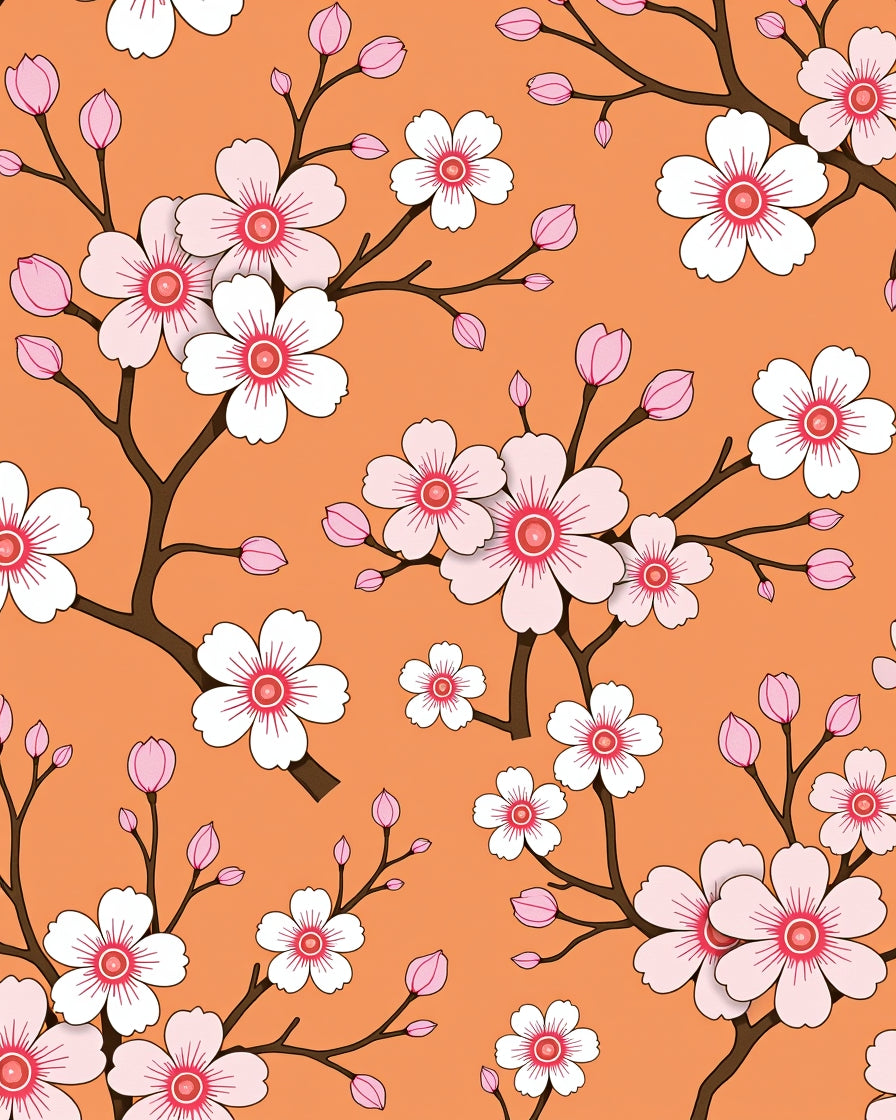 Orange Blossom Branches Floral Arrangement Rug