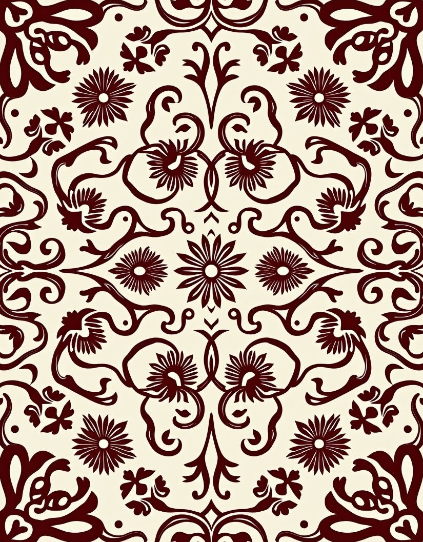 Maroon Floral Swirls Classic Rug