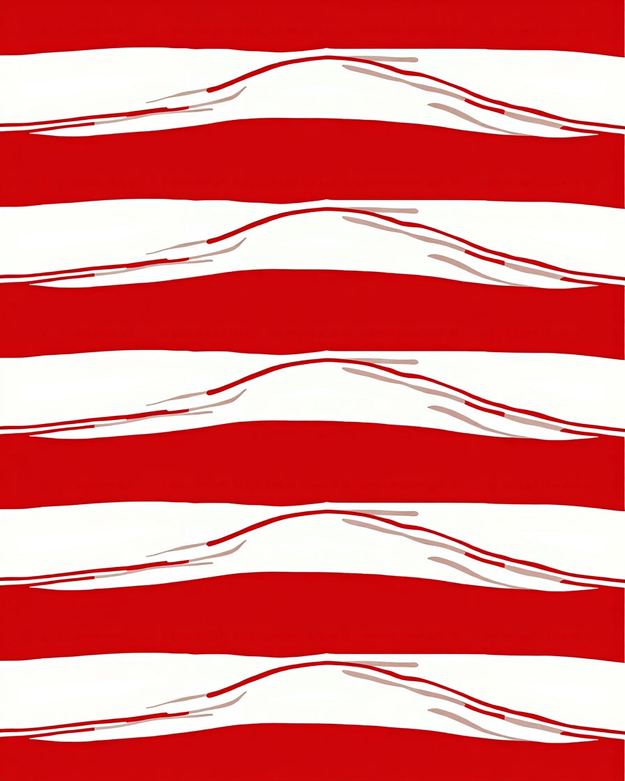 Crimson White Bold Stripe Landscape Rug