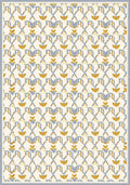Cream Blue Gold Art Deco Lattice Rug