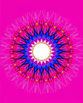 Vibrant Pink Blue Sunburst Mandala Rug