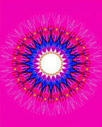 Vibrant Pink Blue Sunburst Mandala Rug