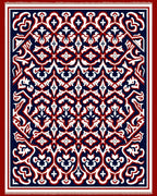 Deep Blue Crimson Arabesque Rug