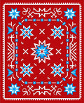 Bold Red Star Geometric Ethnic Rug