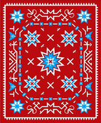 Bold Red Star Geometric Ethnic Rug