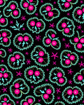 Black Floral Berry Cluster Rug