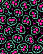 Black Floral Berry Cluster Rug