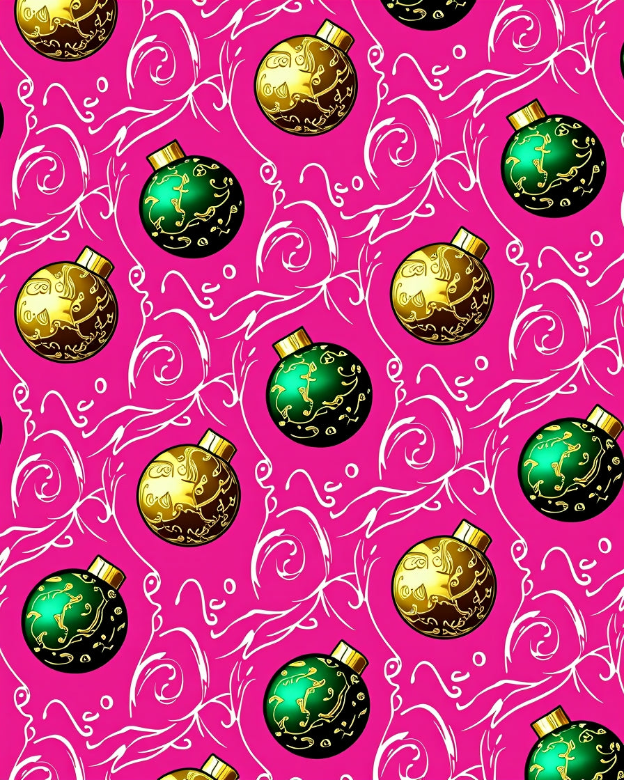 Vivid Pink Emerald Gold Ornament Swirls Rug