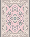 Pale Pink Floral Cameo Border Rug