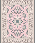 Pale Pink Floral Cameo Border Rug