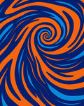 Dynamic Blue Orange Swirl Rug