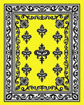 Vivid Yellow Black Floral Frame Rug