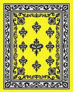 Vivid Yellow Black Floral Frame Rug