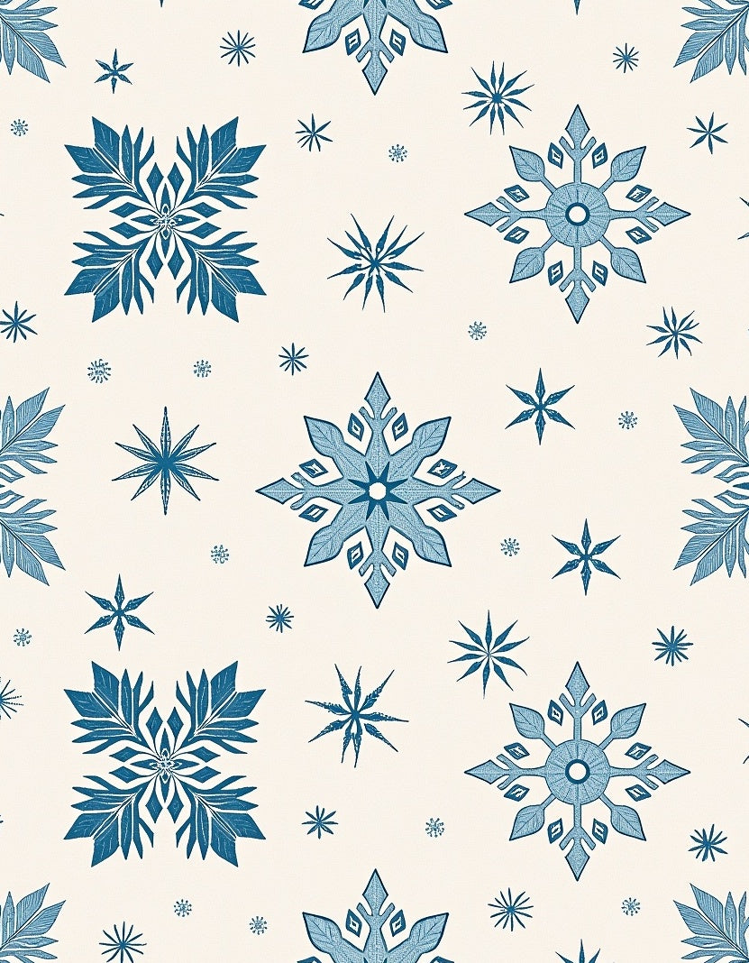 Winter Blue Snowflake Scattering Rug