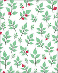Green Leaf Red Berry Botanical Rug