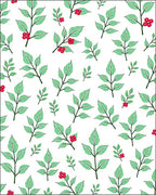 Green Leaf Red Berry Botanical Rug