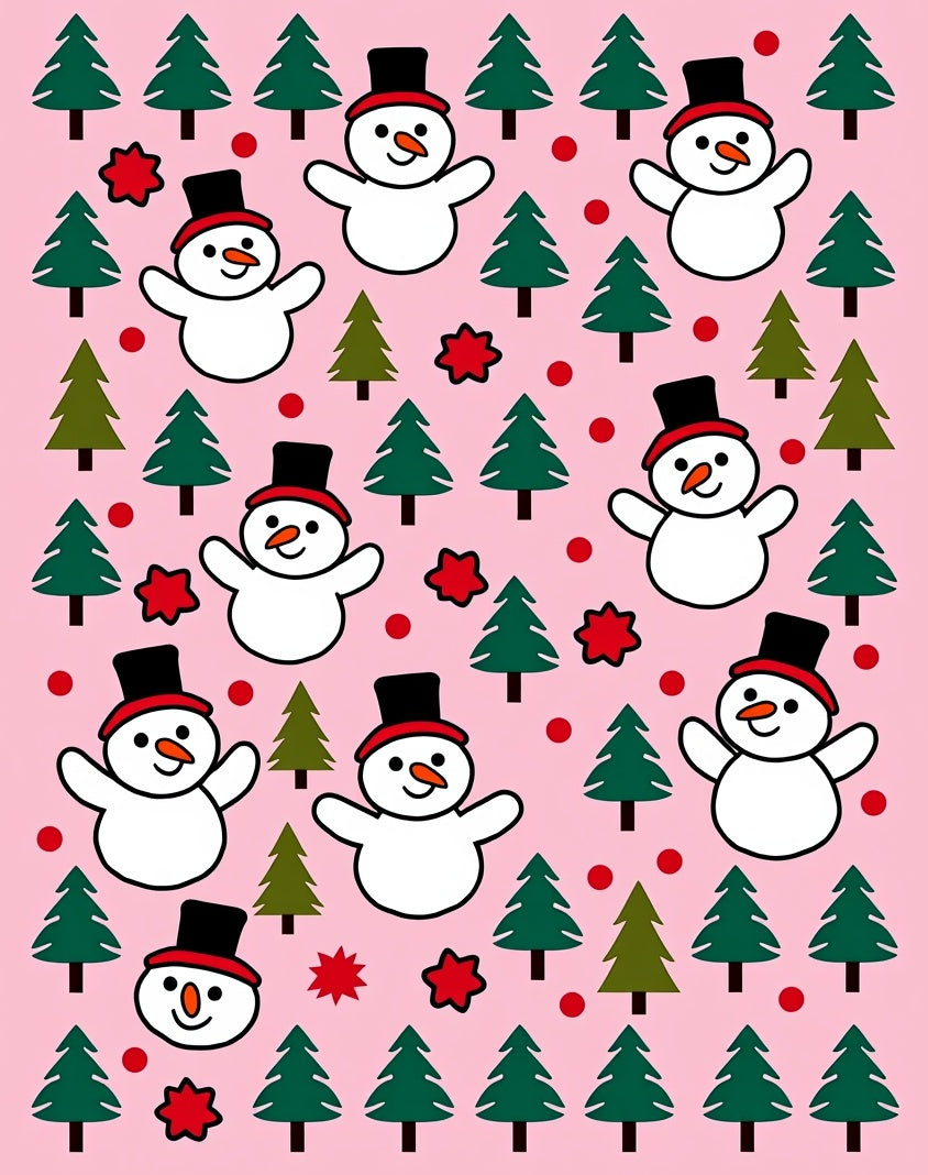 Charming Snowman Christmas Tree Garland Rug