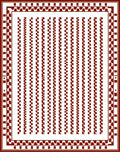 Crimson Red Geometric Stripe Border Rug