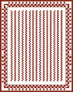 Crimson Red Geometric Stripe Border Rug