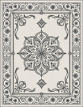 Vintage Black Floral Medallion Border Rug