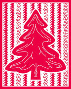 Bold Red Christmas Tree Contemporary Rug