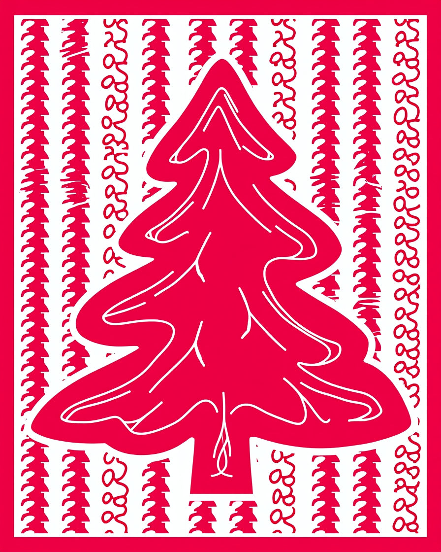 Bold Red Christmas Tree Contemporary Rug