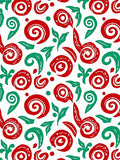 Whimsical Red Green Swirls and Leaves Rug