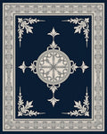 Navy Cream Classic Medallion Square Rug