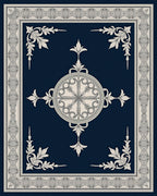 Navy Cream Classic Medallion Square Rug