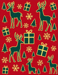 Festive Red Deer Gift Tree Snowflakes Rug
