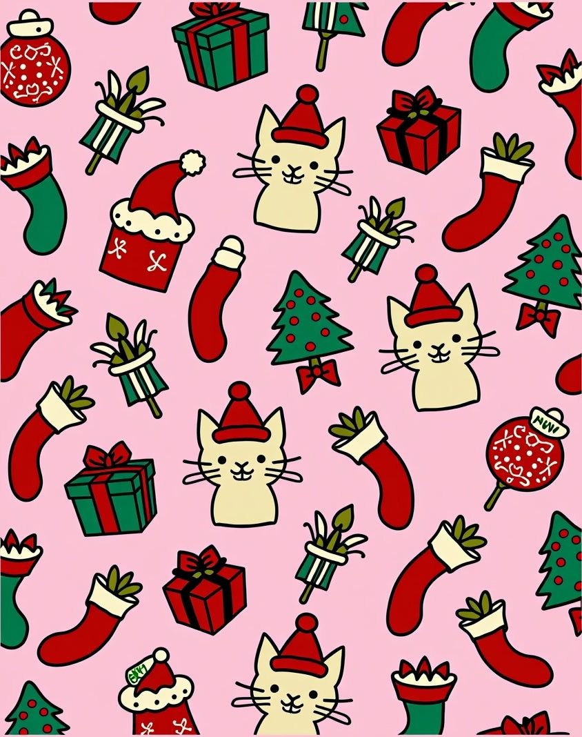 Cute Christmas Cats Gifts and Stockings Rug
