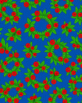 Blue Crimson Leaf Floral Wreath Runner Rug