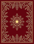 Crimson Gold Leaf Scrollwork Center Medallion Rug
