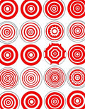 Red White Concentric Circles Collage Rug