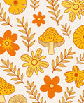 Groovy Orange Yellow Floral Mushroom Patchwork Rug